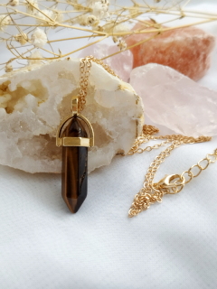 Šestihranný náhrdelník s krystalem tygřího oka