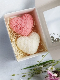 Vosková srdíčka 2 kusy -  malina a meloun