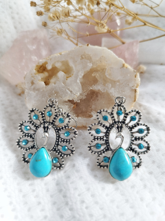 Paví naušnice s tyrkysem